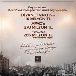 BAYKAR'DAN GAZZE'YE 286 MİLYON LİRALIK İNSANİ YARDIM - Haber Görseli